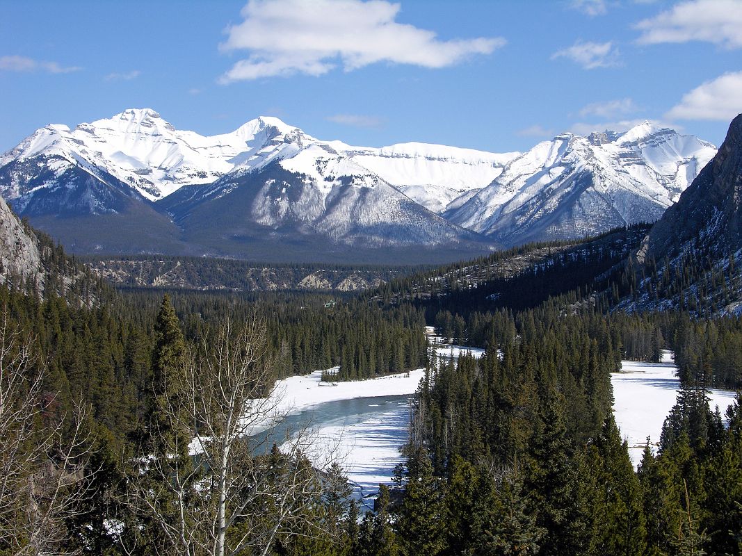 13 Icy Bow River, Mount Inglismaldie, Mount Girouard And Mount Peechee From Banff Springs Hotel Upper Bow Valley Terrace In Winter